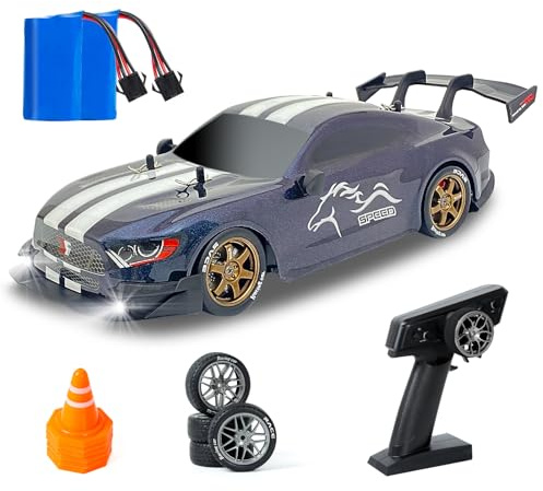 iBlivers Fjärrstyrd bil, 1:14 körbilar med proportionell gasreglage och styrning, 4WD GT RC bildrift, leksak för vuxna, pojkar och barn