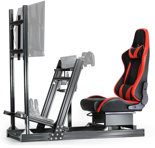 Dardoo 8040 Profil F1 Racing Simulator Cockpit mit Sitz Display Rahmen, passend für Logitech G920 G923, für Thrustmaster T300RS Ohne Rad, Pedal, Handbremse und Monitor