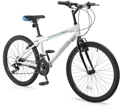 Ktaxon 20/24/26 Inch Mountain Bike, 7/21-Speed Adult Bicycle with Sturdy Steel Frame, Front Suspension, Excellent Twist Shifting, Easy to Assemble and Stylish Cool Look for Men Women(24 White)