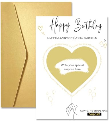Happy Birthday Scratch Card Reveal, Personalised Scratch Card with Envelope & Scratch-off Sticker, Birthday Scratch Card Gift Reveal, Funny Greeting Card for Women Men