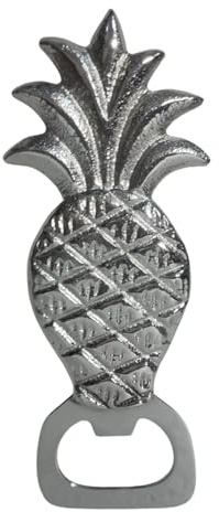 Fenzo Pineapple Beer Bottle Opener, Vintage Antique Finish, Valentines Fathers Day Birthday Gifts for Men, Home Bar Accessories, Novelty Metal Funny Bottle Cap Opener Silver