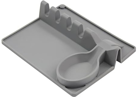 Basilico® Löffelablage aus Silikon – ideal zum Kochen und Backen – hält die Arbeitsfläche sauber – rutschsicher, hitzebeständig & spülmaschinenfest – Platz für bis zu 5 Kochlöffel