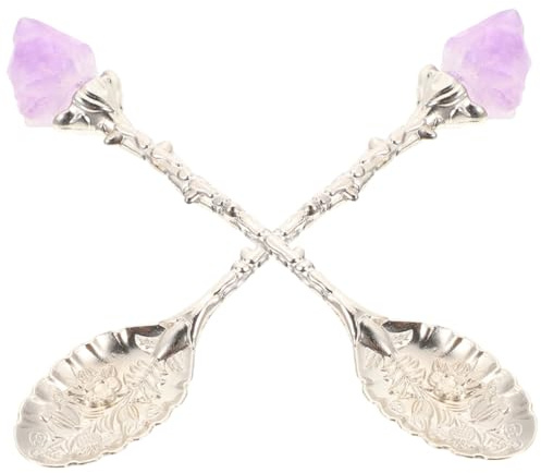 SHINEOFI 2 piezas Cucharas de Cristal para Café y Postre de Cucharillas Pequeñas para Té y Aperitivos Diseño Retro Material Resistente y Superficie Lisa Aptas para Hogar y Uso Múltiple
