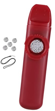 Amagogo Kazoo-Flöte mit 5 Ersatzmembranen, Nackengurt, leicht zu erlernen, einstellbarer Ton für Live-Auftritte, Rot