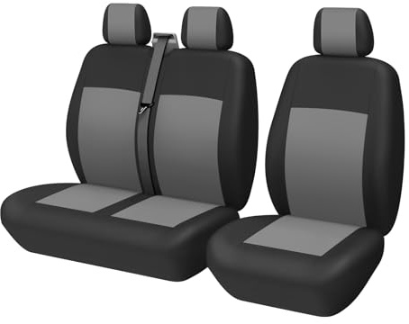 TOYOUN 2+1 Transporter Sitzbezug Set für Die Vordersitze Grau Sitzbezüge | Sitzbezug Van 3 Sitz Universell Passend für Die Meisten Vans, Trucks und LKW – Sitzschoner für Fahrer- und Beifahrersitz