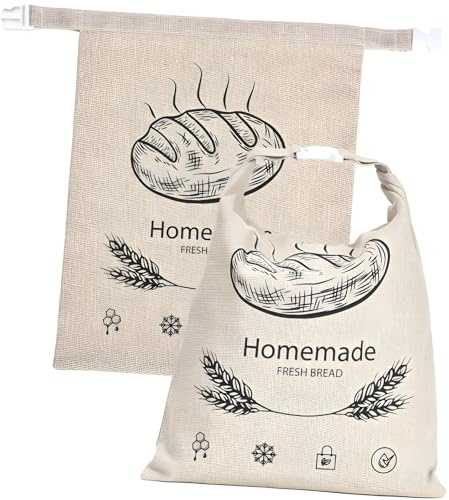 jklymm Sac à pain élégant en coton et lin avec grande capacité pour le rangement de la cuisine, design attrayant, sac de conservation du pain