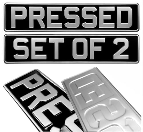 Generic Set of 2 Classic Metal Pressed Number Plates car shows Plates Made of Premium Quality Aluminium from Germany Made in UK
