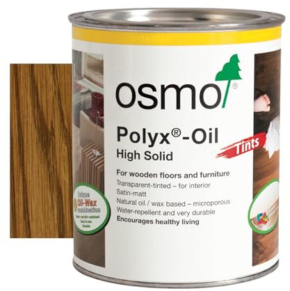 Osmo Polyx®-Oil Tints - Hard Wax Oil 3072, Amber Satin Finish, 750ml - Durable Wood Oil for Wooden Furniture, Water-Resistant Floor Wax, Wood Treatments - Ideal for Oak, Pine, Spruce, Beech & More