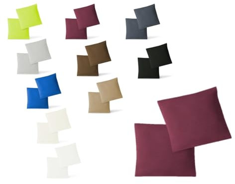 EXKLUSIV HEIMTEXTIL Kissenbezug Hülle Doppelpack mit Reißverschluss 80 x 80 cm Jersey Bordeaux
