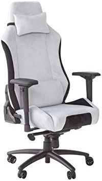 X-Rocker Messina High Back Luxury Gaming Chair for Adults & Teens - 3D Armrests, Head & Lumbar Cushion, Height Adjustable Recliner, Chenille Fabric - Silver