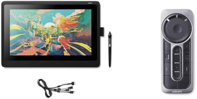 Wacom Cintiq 16 Kreativ-Stift-Display Tablet (zum Skizzieren, Illustrieren & Zeichnen direkt auf dem Bildschirm, mit Full HD Display (1.920 x 1.080)) & ExpressKey Fernbedienung
