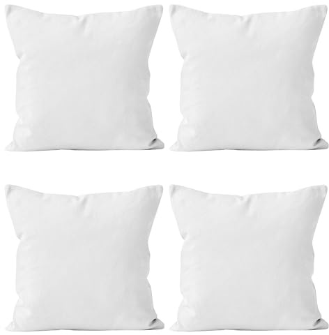 Encasa XO Kissenbezug Baumwolle, ohne Füllung 40x40 cm | Weiß, Canvas Gewebe | Verdeckter Reißverschluss | Maschinenwaschbar | Sofakissen, Couch & Bett | 2er-Set