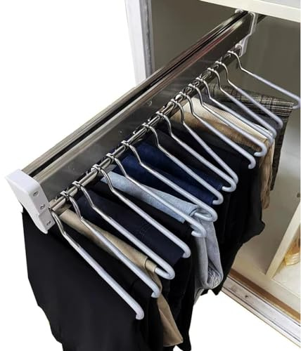 Ausziehbare Kleiderstange mit 2 Gleitschienen, ausziehbare Kleiderstange, verstellbare 30-80cm Kleiderstange, Kleiderstange, belastbar 25kg