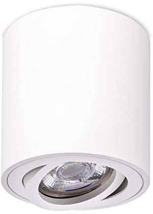 LongLife LED Runder Aufbaustrahler weiß schwenkbar Deckenbeleuchtung - LED Leuchtmittel: GU10 5W Warmweiß 230V Wohnzimmerstrahler Büroleuchte Flurleuchte Innenbeleuchtung