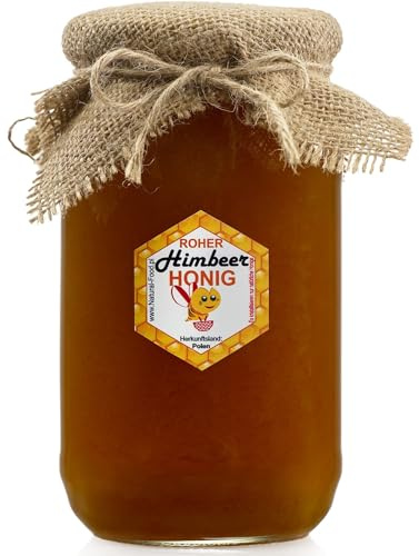 NATURAL FOOD Miel Brut - Directement de l'Apiculteur - Brut Naturel - Sans Additifs - Non Filtré - Non Filtré ou Chauffé - Idée Cadeau - 22 KG - Miel de Framboisier