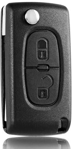 FINTERRY Auto Schlüsselgehäuse für Peugeot 207 307 308 407 408 3008 5008 Partner | Citroën C3 C4 C5 C6 C8 Berlingo Jumpy - 2-Tasten Autoschlüssel Hülle Ersatz Funkschlüsselgehäuse - Modell CE0536