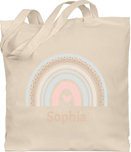 Geschenk mit Namen personalisiert by Shirtracer - Baumwolltasche - Boho - Regenbogen Farbbogen Himmelsbogen Rainbow