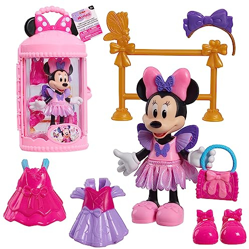 Just Play Disney Junior Minnie Mouse Fabulous Fashion Ballerina Doll, muñeca y Juego de Accesorios de 13 Piezas; Juguetes para niños a Partir de 3 años