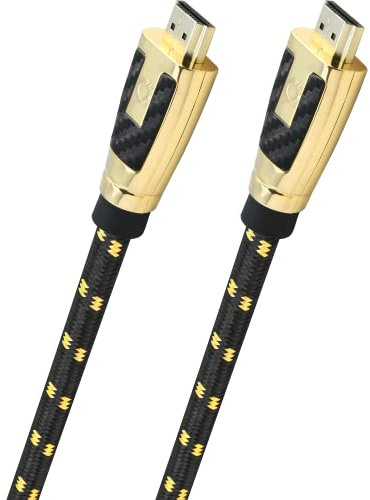 Oehlbach Carb Connect Ultra High Speed HDMI 2.1 Kabel - 48 Gbps, 8K/60Hz, 4K/120Hz, monokristallines HPOCC® Kupfer, 24kt vergoldete Kontakte, 4-fach Abschirmung, Vollmetallstecker, Gewebemantel - 1,2m