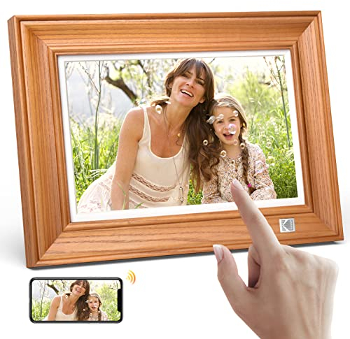 KODAK Digitaler Bilderrahmen WLAN, Hölz Digitale Fotorahmen 10 zoll mit FHD 1920*1200 Touchscreen, 32 GB Speicher, Cloud Elektronischer Bilderrahmen Teilen Sie Fotos und Videos mit Familie und Freunde