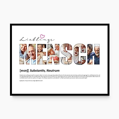 codiarts. Poster XL-Grußkarte personalisiert, mit deinen Fotos und Definition, DIN A4 Klappkarte, inkl. Umschlag, optional mit Rahmen, Fotogeschenk personalisierbar (012 Lieblings-MENSCH)