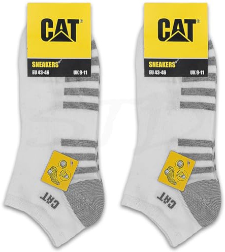 CAT Caterpillar 6 pares de zapatillas Work Light | Calcetines para zapatillas | Tallas 39 – 50 | Medias finas reforzadas hasta el tobillo, 6 Pares Blanco, 43-46