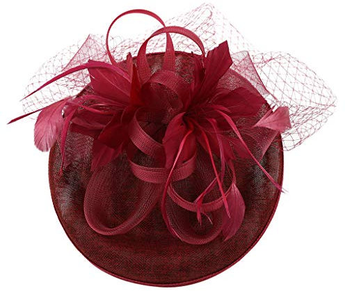 Fascinator Hüte für Frauen Pillbox Hut mit Schleier Stirnband und Einer Gegabelten Clip Tea Party Kopfbedeckung, Fascinators Damen Pillbox Blumenhut für Tea Party Cocktail Ball (A-014, One Size)