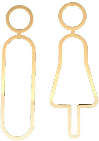WC-Schilder aus Messing für Herren und Damen, Badezimmerschild, Dekoration, Figurenset, modernes Toilettenschild, Badezimmer-Türschilder (E)