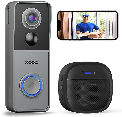 XODO VD2 Wireless Video Doorbell with Chime, 3MP 2K FHD WiFi Camera, Alexa & Google Assistant Compatible, PIR Motion Detection, Night Vision, 2-Way Audio, IP65 Waterproof, SD/Cloud Storage