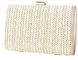 CORIOS Damen Strohtasche Abendtasch Frauen Gewebte Tasche Hochzeit Brautbörse Elegante Clutch Tasche Klein Tasche Formale Handtasche Schultertasche Luxuriös Umhängetasche Weiß