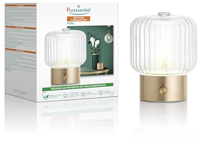 Puressentiel Diffuseur d’Huiles Essentielles à Nébulisation Vera | Diffusion à froid. Eco–matériaux nobles et durables, design Art Déco. Idée cadeau