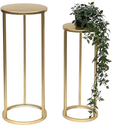 DanDiBo Blumenhocker Metall Gold Rund Blumenständer Beistelltisch 96510 2er Set Blumensäule Modern Pflanzenständer Pflanzenhocker