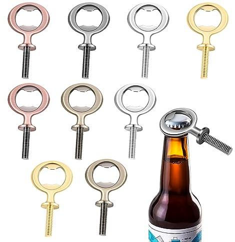 Clickinline 10Pcs Metal Bottle Opener Blanks Stainless Steel Bottle Opener Inserts Kit Threaded Beer Opener Hardware