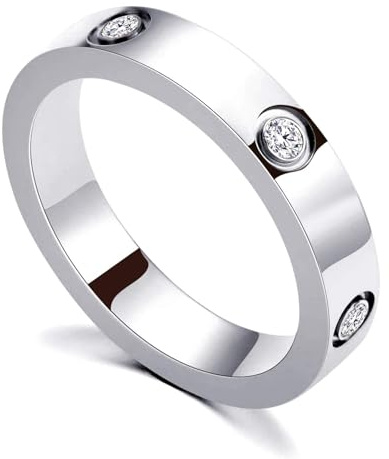 RIXERKOC Liebe Freundschaft Ring für Damen Cubic Zirkonia Edelstahl Versprechen Ring Hochzeit Band Schmuck Muttertag Geburtstag Valentinstagsgeschenke für Frauen Mädchen