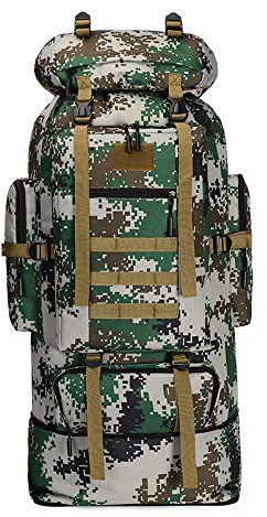 Qiantull Wanderrucksack 100L Groß Kapazität Trekkingrucksack Outdoor Universal Rucksack Camping Sport Reise Daypack Reiserucksack für Herren Damen Camouflage 3# 100L