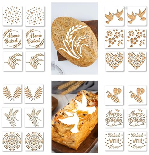 Pochoir Patisserie, 24 Pcs Pochoir Gâteau, 15 X 15cm Gâteaux Pochoirs de Décoration, Moule en Dentelle Creuse Reutilisable, pour Pain Gâteau Fondant Pâtisserie DIY Café Mousse