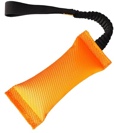 Dingo Hundespielzeug Beisswurst fur Hunde 20 x 8 cm Feuerwehrschlauch Bungee Griff länge 48 cm zum Training Tauziehen Zerrspiele handgefertigt Orange 15671