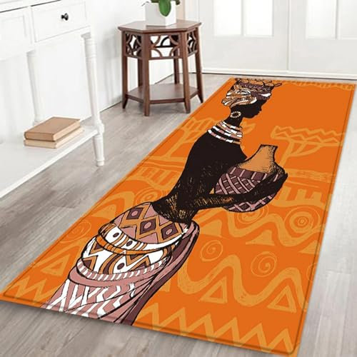 Kind Teppich 50 X 80 cm, Schlafzimmer Teppich, 3D Teppiche Wohnzimmer Teppiche Weich rutschfest Teppich Für Wohnzimmer Schlafzimmer Bettvorleger Vintage Afrikanisches Weibliches Muster -8K8Q6Z8K2U9X2
