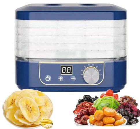 VoOqo Food Dehydrator 5 Tier, Fruit Dryer with 72 H-Timer, 360°drying adjustable height 35-70℃ Temperature Adjustable and LED Display for Drying Fruit, Meat, Vegetable, Jerky and Pet Treat