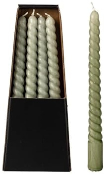 4 gedrehte Stabkerzen H:25 Ø:2,5 Tafelkerzen 6 Std. Brenndauer Spiralkerzen Kerzen, Farbe:Grün