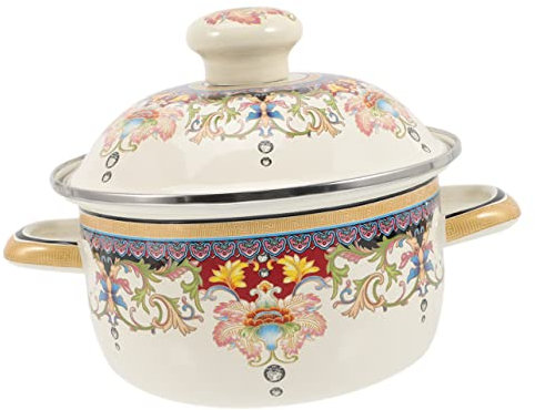 Cabilock Emaille-suppentopf Mit Deckel Vintage Kochtopf Aus Emaille Mehrzwecktopf Mit Doppelgriff Für Suppe Nudeln Und Reis