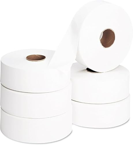 We Can Source It Ltd - 2Ply Jumbo Toilet Rolls with Standard Core - 6 Pack, 300m per Roll - High Capacity, Recycled Materials, Soft & Absorbent - Suitable for All Jumbo Dispensers