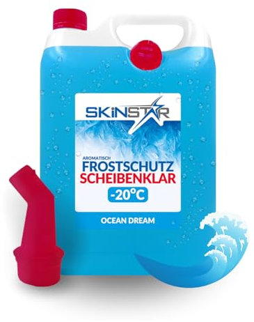 SkinStar Protezione antigelo a -20 °C con profumo, efficace detergente per vetri, per l'inverno, pronto all'uso, antigelo, per la pulizia dei vetri, visione chiara (15 l, Ocean-Dream)