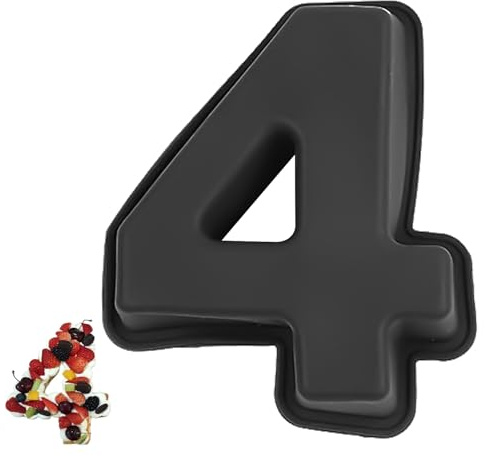 YXHZVON Kuchenform Zahlen Silikon Backform Zahl 4, Number Cake Backform, Groß 3D Zahlen Tortenform, Antihaftige DIY Motivbackformen für Kindergeburtstag, Hochzeit Jubiläum
