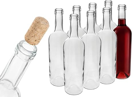 made in home - Lot de 16 bouteilles de vin bordeaux 750 ml blanches + bouchons cylindriques