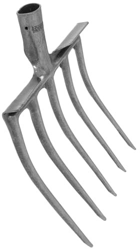 BESPORTBLE Attrezzo Agricolo in Acciaio a 5 Denti Per Aratura e Dissodamento, Testa Sostituibile Per Rastrello Da Giardino, Aeratore Per Coltivazione e Raccolta Di Ortaggi