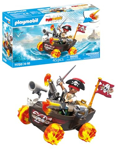 PLAYMOBIL | Fun Stars | Barco Pirata Veloz | Juguete para Mayores de 4 años | Regalo Ideal para niños | Auto de Juguete | con Motor de Retroceso y función de Disparo | 71720
