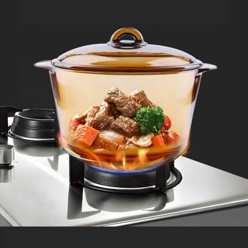 MNBVH La Pentola per Stufato Trasparente Ad Alta Temperatura in Vetro Temperato Ambrato può Essere Utilizzata nel Forno A Microonde, Fornello A Gas da 5 Litri