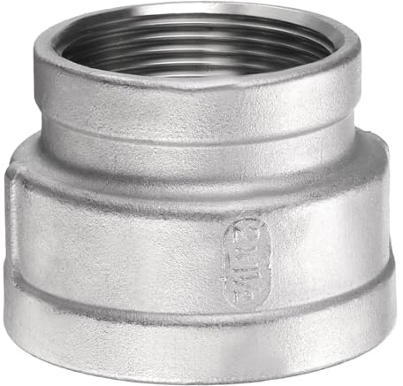 sourcing map Reducing Coupling 2 x 1-1/2 NPT Female Threaded 304 Stainless Steel Reducer Taper Cast Pipe Fitting Adopts for Water Oil Gas Tube
