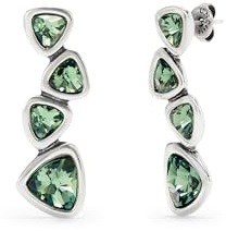 Uno de 50 - Pendientes Colección Ser Camaleónica para Mujer, Plata 925, Color verde, Talla U, Fabricado en España